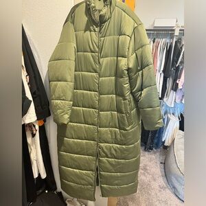 Olive Green Women's Puffer Coat